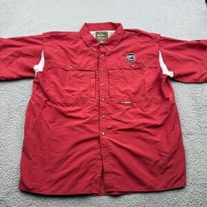 Drake Fishing Shirt Mens 2XL Red Solid South Carolina Gamecocks Vented Back